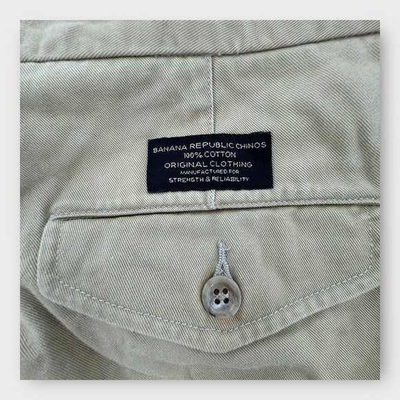 Banana Republic Chino Pants Smithfield Mens 33x30 Baggy Y2K Khaki Beige Straight - Picture 3 of 5
